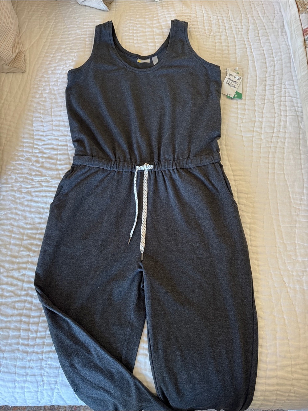 Zella Charcoal Gray Sleeveless Jumpsuit with Drawstring